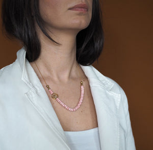 Consta - stacked java pastel pink necklace