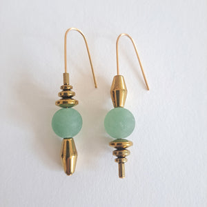 Consta - Pink or green aventurine and hematite earrings