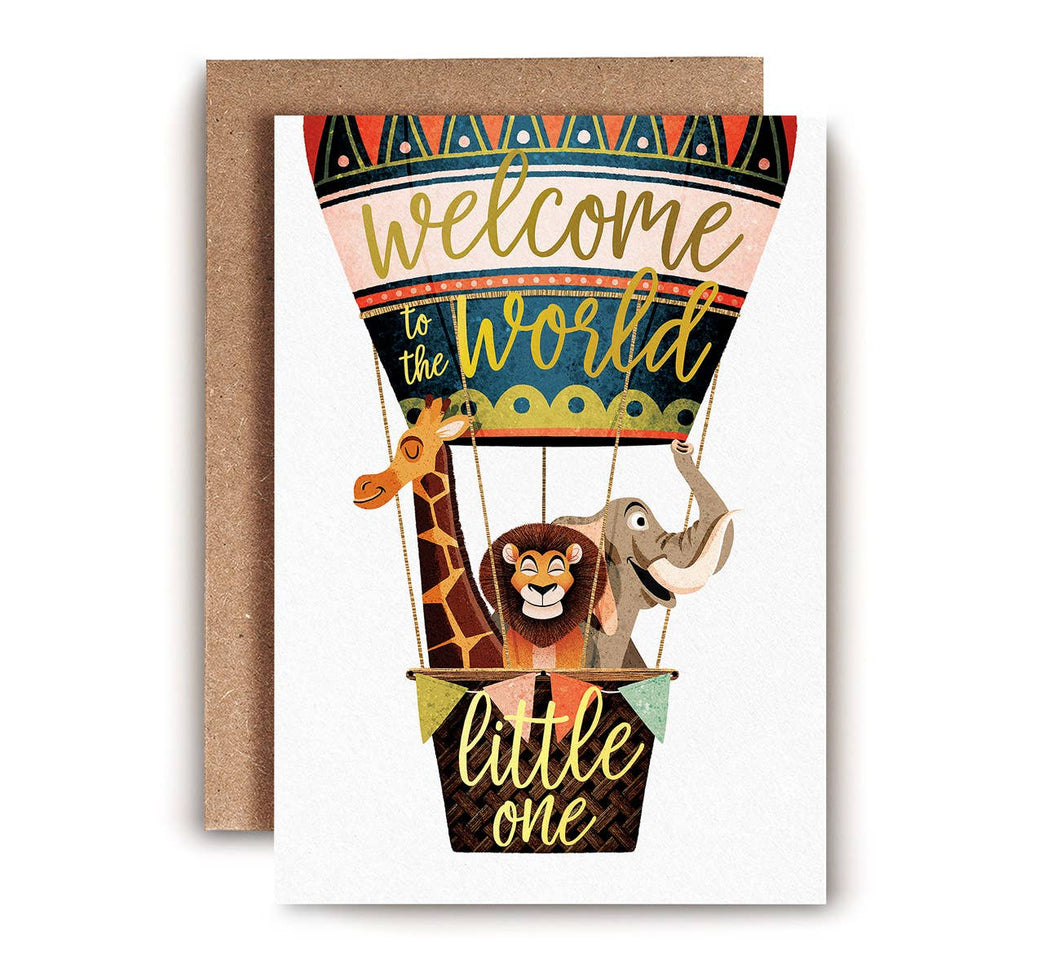 Hot Air Balloon New Baby card