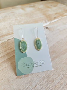 Oval Drop Porcelain Earrings: Ivy