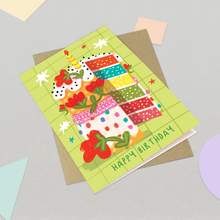Load image into Gallery viewer, Birthday Card - Arty Bright Cake Greeting Card
