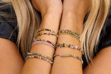 Load image into Gallery viewer, Azalea Tourmaline Bead Gold Charm Bracelet
