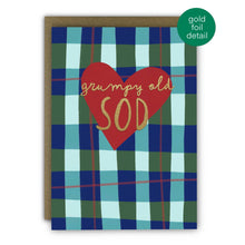 Load image into Gallery viewer, Funny Father’s Day Card - Grumpy Old Sod Gold Foil Heart 

