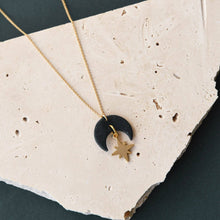 Load image into Gallery viewer, Celestial Star Gold Necklace: Midnight Black
