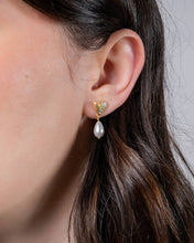 Load image into Gallery viewer, Forget-Me-Not Heart &amp; Pearl Earrings
