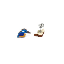 Load image into Gallery viewer, Kingfisher Studs - wooden earrings
