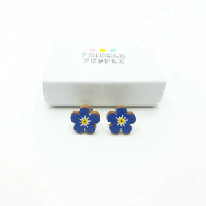 Forget-me-not Studs - wooden earrings
