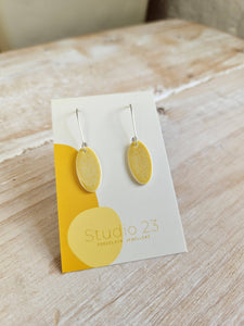 Oval Drop Porcelain Earrings: Lemon