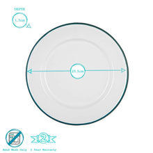 Load image into Gallery viewer, Argon Tableware White Enamel Dinner Plate - 25.5cm - Green
