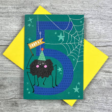 Load image into Gallery viewer, Age Five Spider Birthday Card
