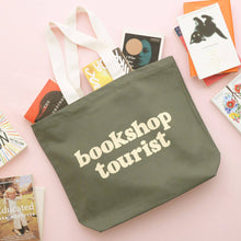 Load image into Gallery viewer, Bookshop Tourist - Olive Green Tote Bag

