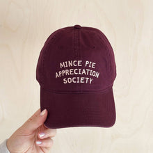 Load image into Gallery viewer, Mince Pie Appreciation Society - Cotton Baseball Cap - Burgundy
