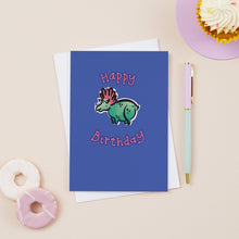 Load image into Gallery viewer, Dinosaur Topsy the Triceratops Birthday Card
