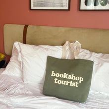 Load image into Gallery viewer, Bookshop Tourist - Olive Green Tote Bag
