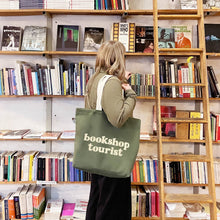 Load image into Gallery viewer, Bookshop Tourist - Olive Green Tote Bag
