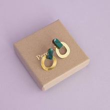 Load image into Gallery viewer, Around Brass Stud Earrings: Teal
