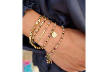 Load image into Gallery viewer, Azalea Tourmaline Bead Gold Charm Bracelet

