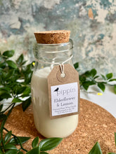 Load image into Gallery viewer, Elderflower &amp; Lemon - Pippin 200ml milk bottle candle with cork lid
