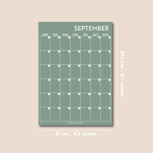 A4 Monthly Undated Wall Planner | 12 Pages | Surf