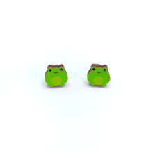 Load image into Gallery viewer, Frog Studs - wooden earrings
