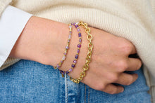 Load image into Gallery viewer, Chiara Gold &amp; Amethyst Bead Slider Bracelet
