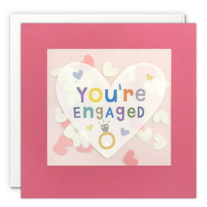 You're Engaged Heart Paper Shakies Card