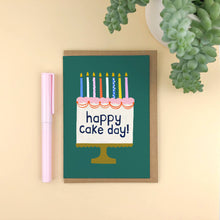 Load image into Gallery viewer, Happy Cake Day! Fun and bright illustrated birthday card
