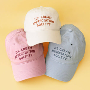 Ice Cream Appreciation Society - Cotton Baseball Cap - Pale Vintage Blue