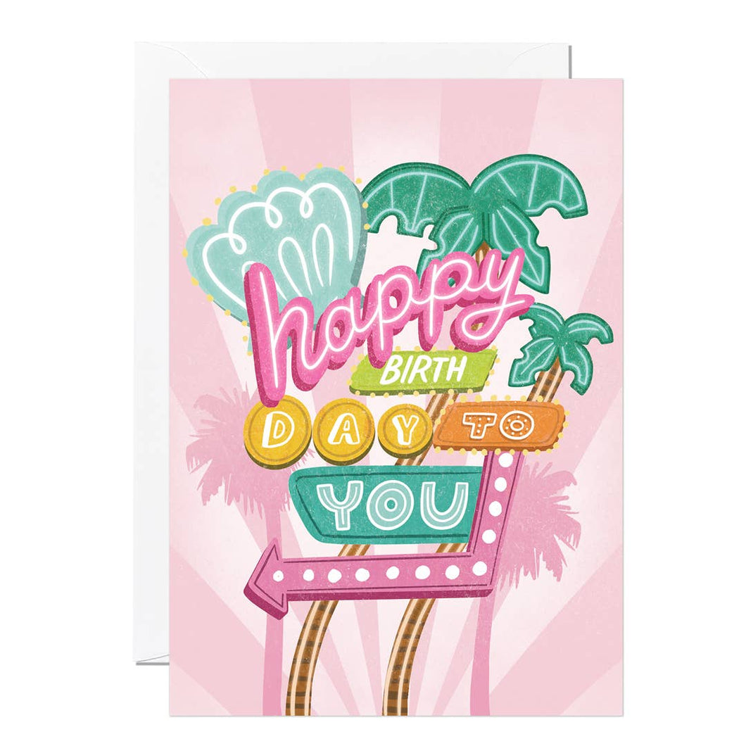 Birthday Neon Sign Card