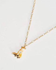 Enamel Fox short gold necklace