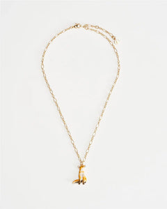 Enamel Fox short gold necklace