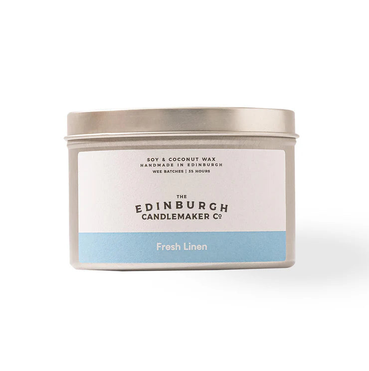 Fresh Linen Tin Candle - 35 hour - The Edinburgh Candlemaker Co
