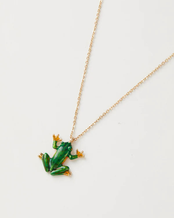 Enamel Frog short gold necklace