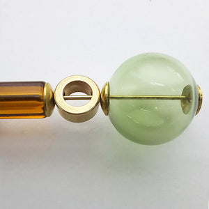 Gardena - glass bubble and cylinder earrings - green