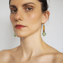 Load image into Gallery viewer, Gardena - glass bubble and cylinder earrings - green
