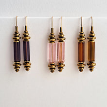 Load image into Gallery viewer, Gardena - glass cylinder and hematite earrings - pink
