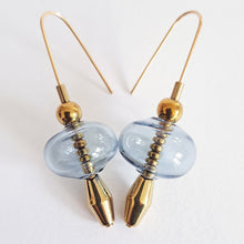 Load image into Gallery viewer, Gardena - glass bubble and hematite earrings - grey or mauve
