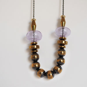 Gardena - glass bubble and hematite long necklace - grey or mauve