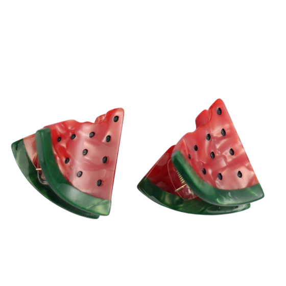 Mini Watermelon Hair Claw Clips Twin Pack