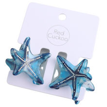 Load image into Gallery viewer, Starfish Hair Claw Clips Twin Pack Blue
