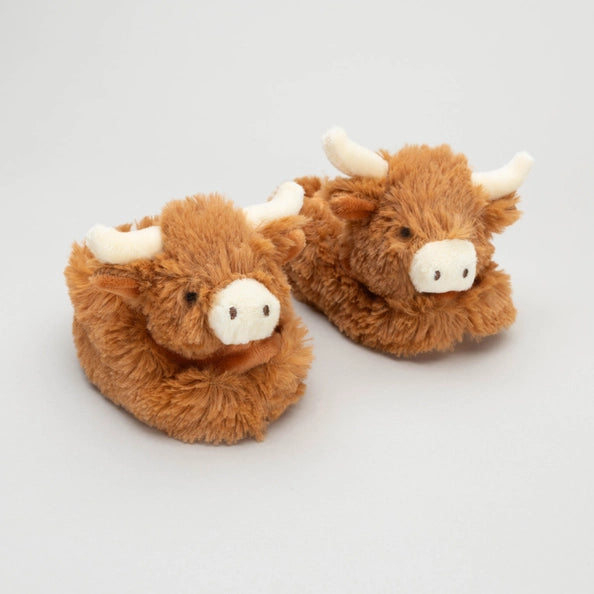 Jomanda Horned Highland Cow Plush Baby Soft Slippers House Shoes 0-6m