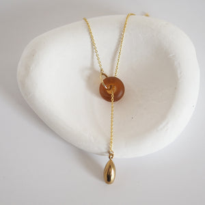 Kira - murano glass and teardrop lariat necklace