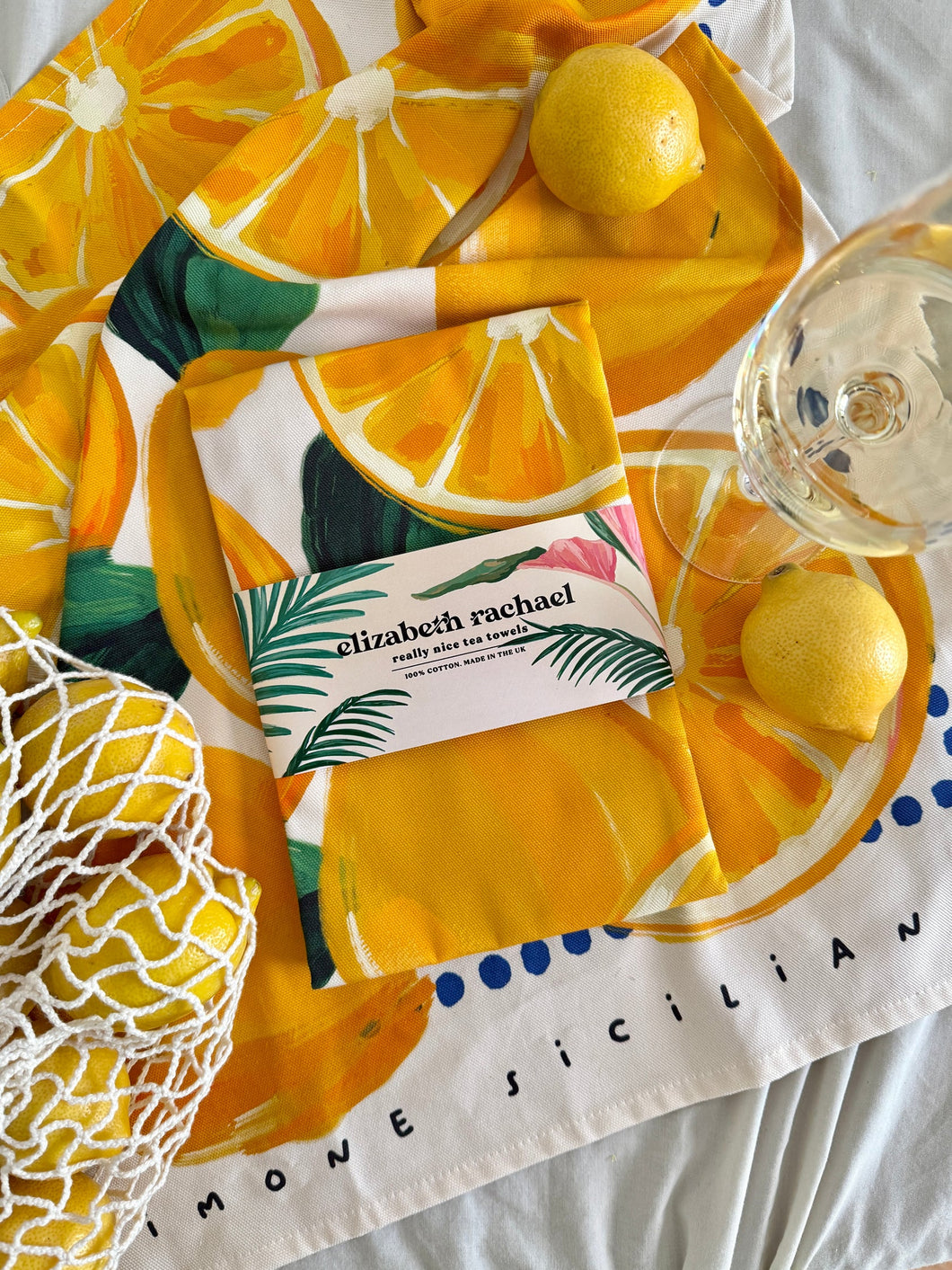 Lemons tea towel