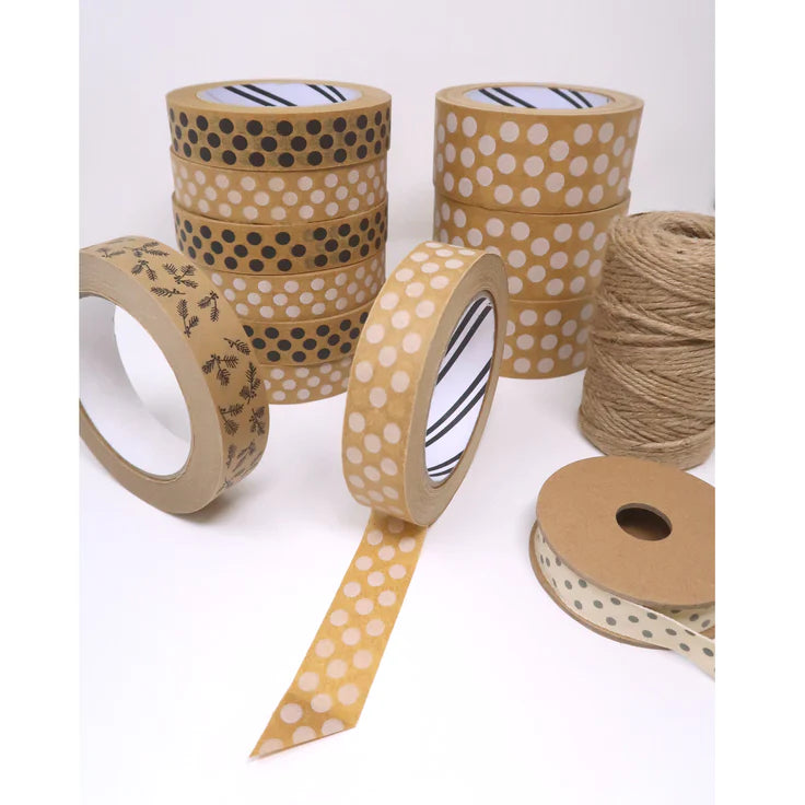 White Polka Dot 24mm wide paper tape