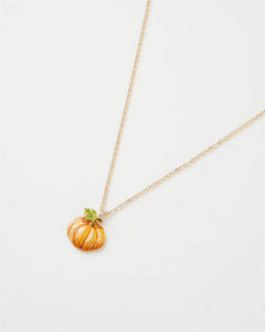 Enamel Pumpkin short gold necklace