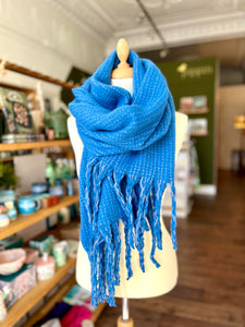 Royal Blue Dotted Winter Scarf