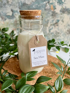 Sea Moss - Pippin 200ml milk bottle candle with cork lid