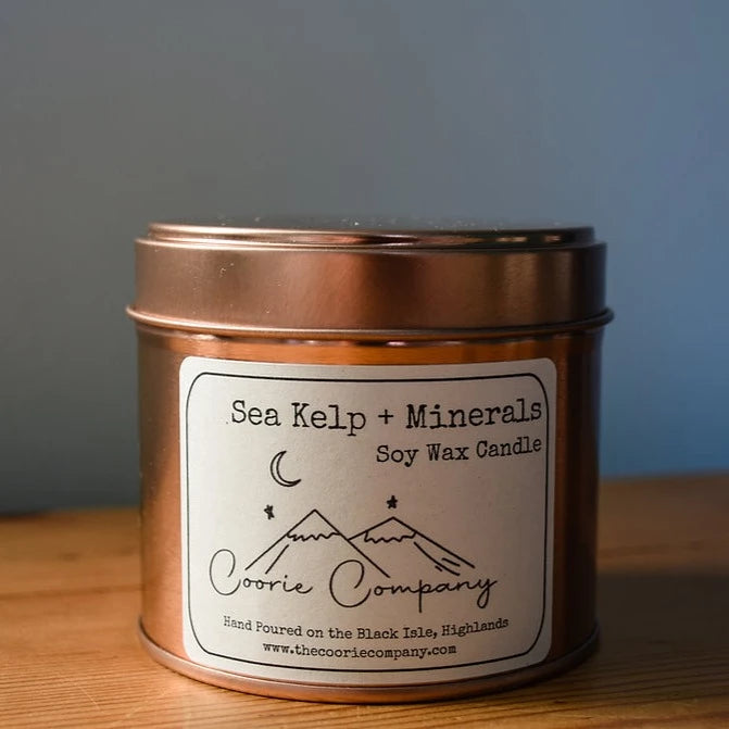 Sea Kelp & Minerals big tin soy wax candle by The Coorie Company