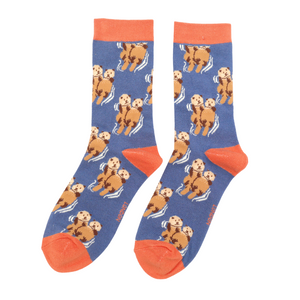 Ladies bamboo socks Otters denim blue