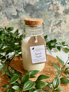 Spiced Apple - Pippin 200ml milk bottle candle with cork lid